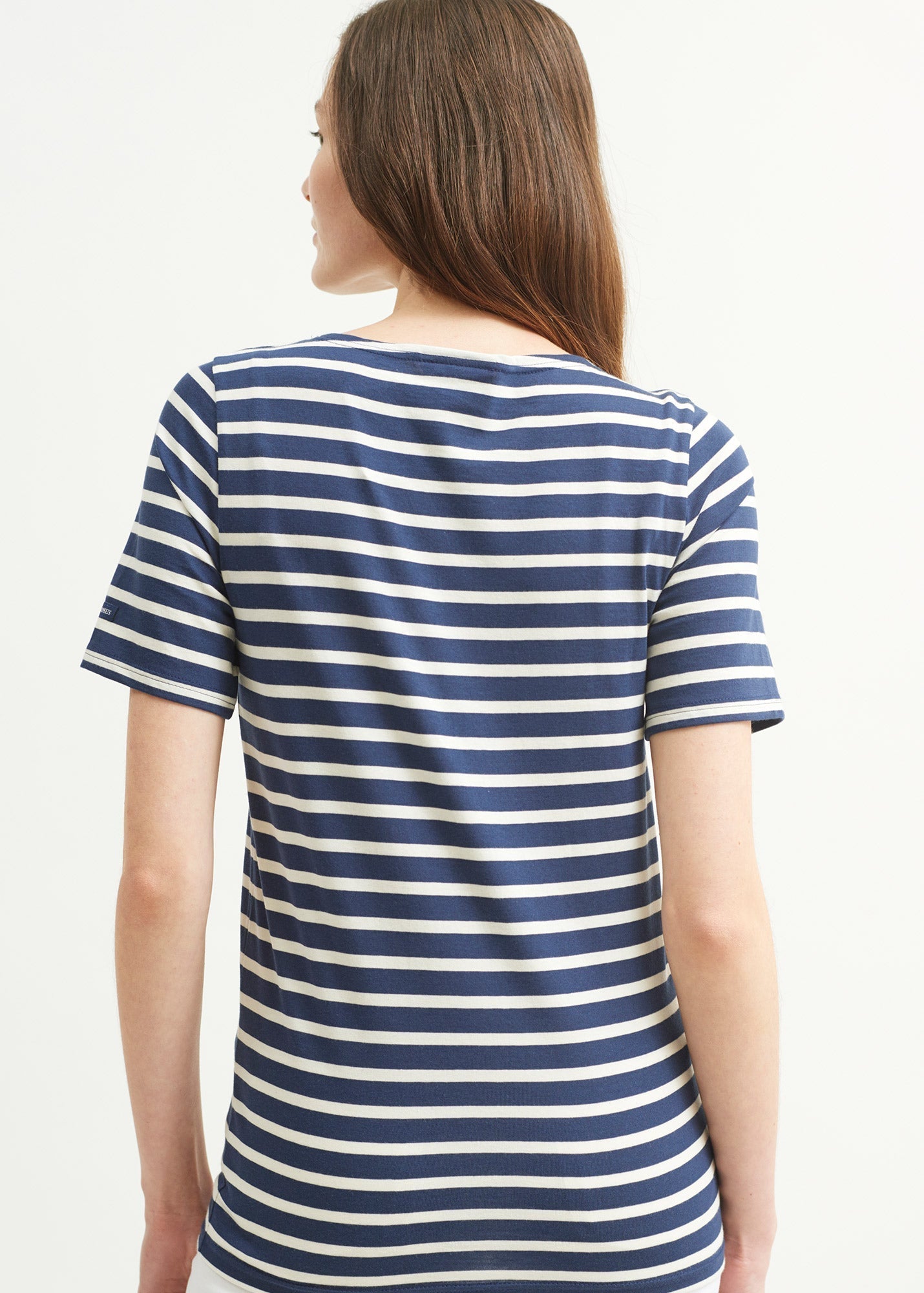 Saint James Levant Modern Breton Stripe Short Sleeve Shirt Soft Cotton Unisex Fit Navy Ecru