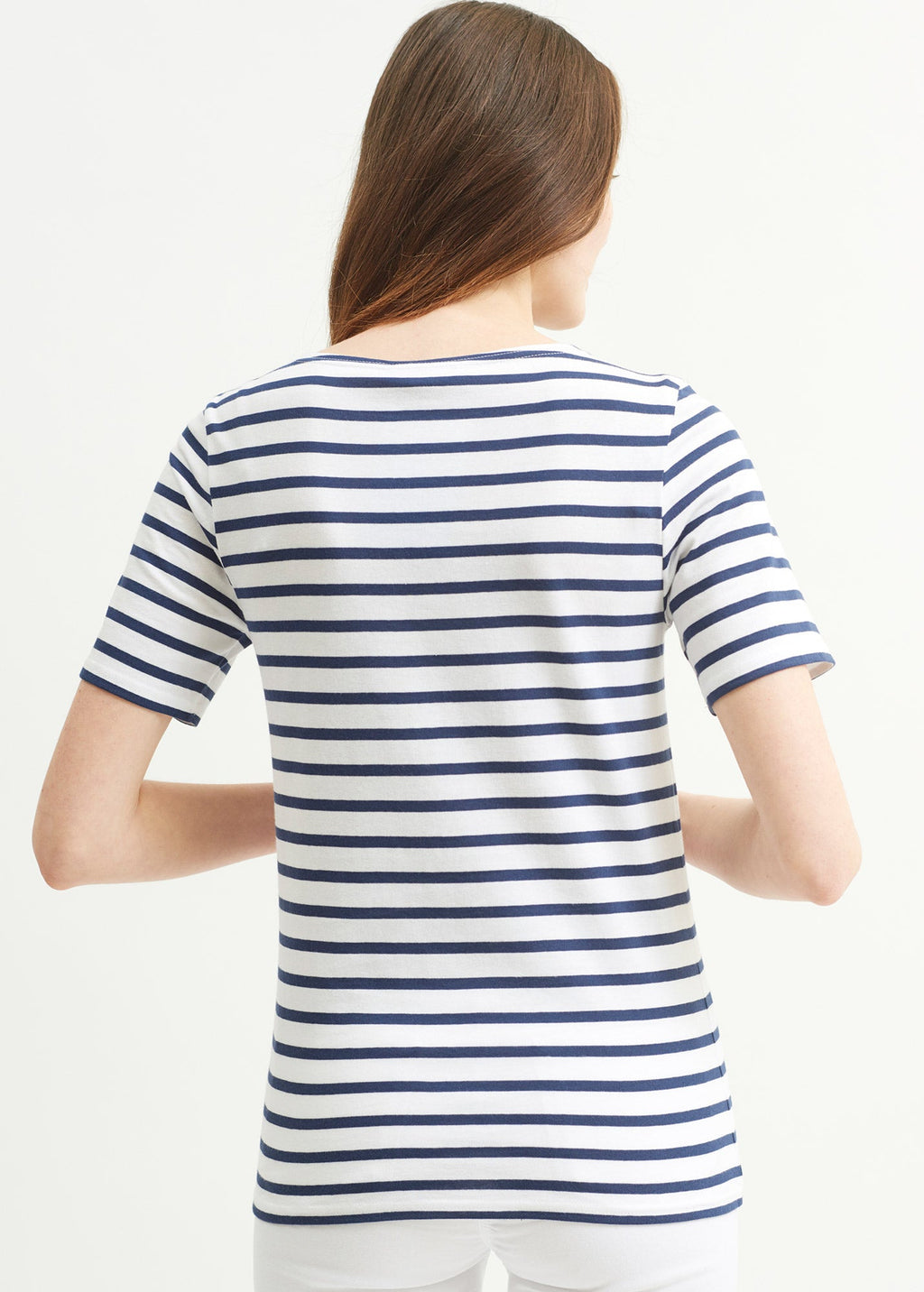 Saint James LEVANT MODERN - Breton Stripe Short Sleeve Shirt | Soft Cotton | Unisex Fit (WHITE / NAVY)