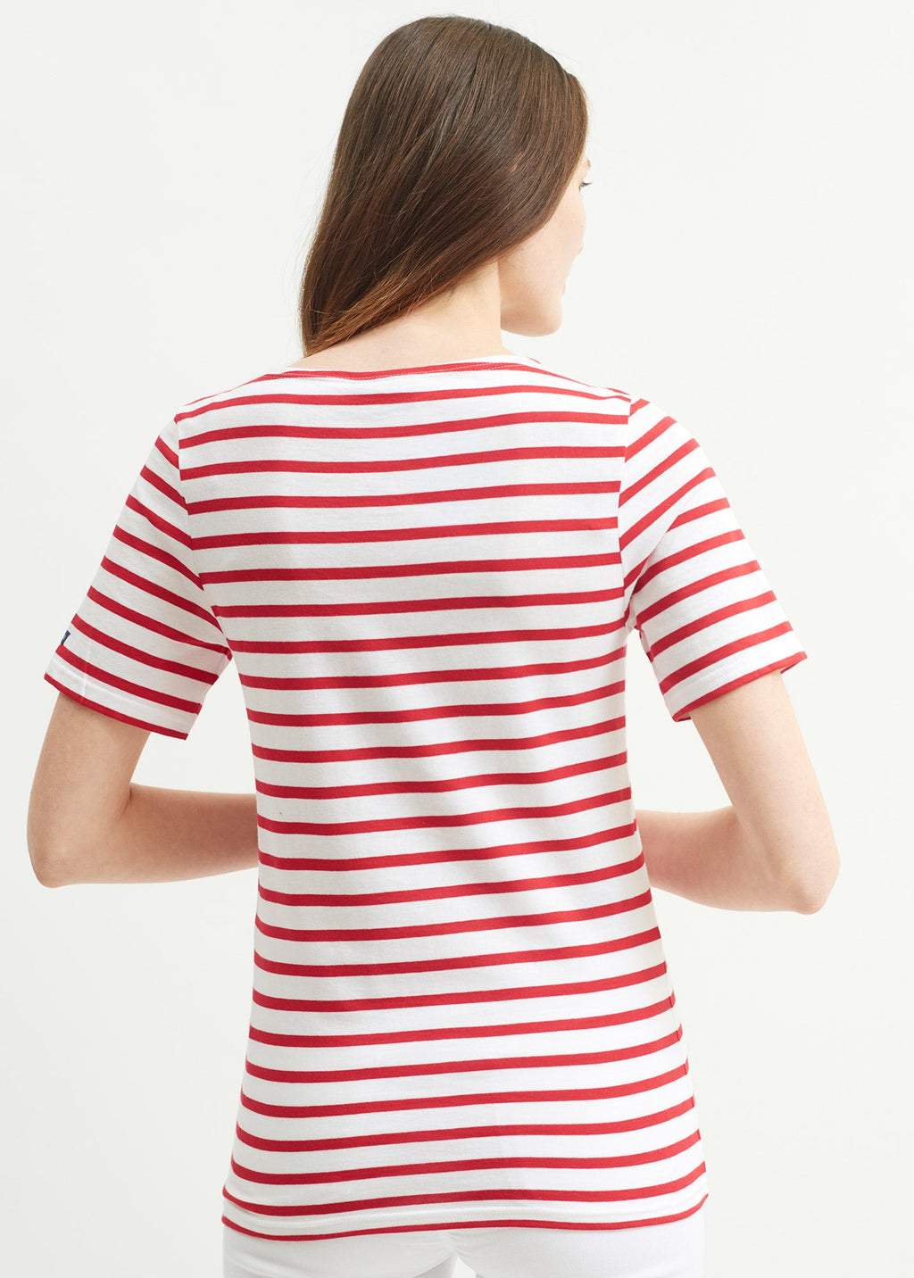 Saint James LEVANT MODERN - Breton Stripe Short Sleeve Shirt | Soft Cotton | Unisex Fit (WHITE / RED)