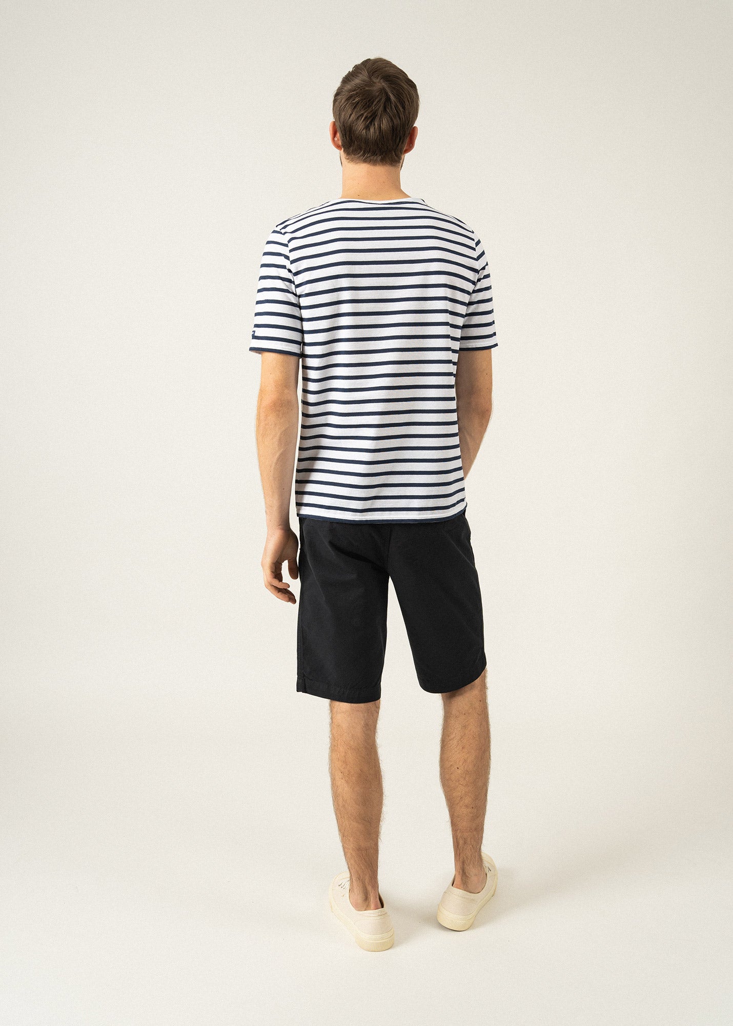 Saint James LEVANT MODERN - Breton Stripe Short Sleeve Shirt | Soft Cotton | Unisex Fit (WHITE / NAVY)