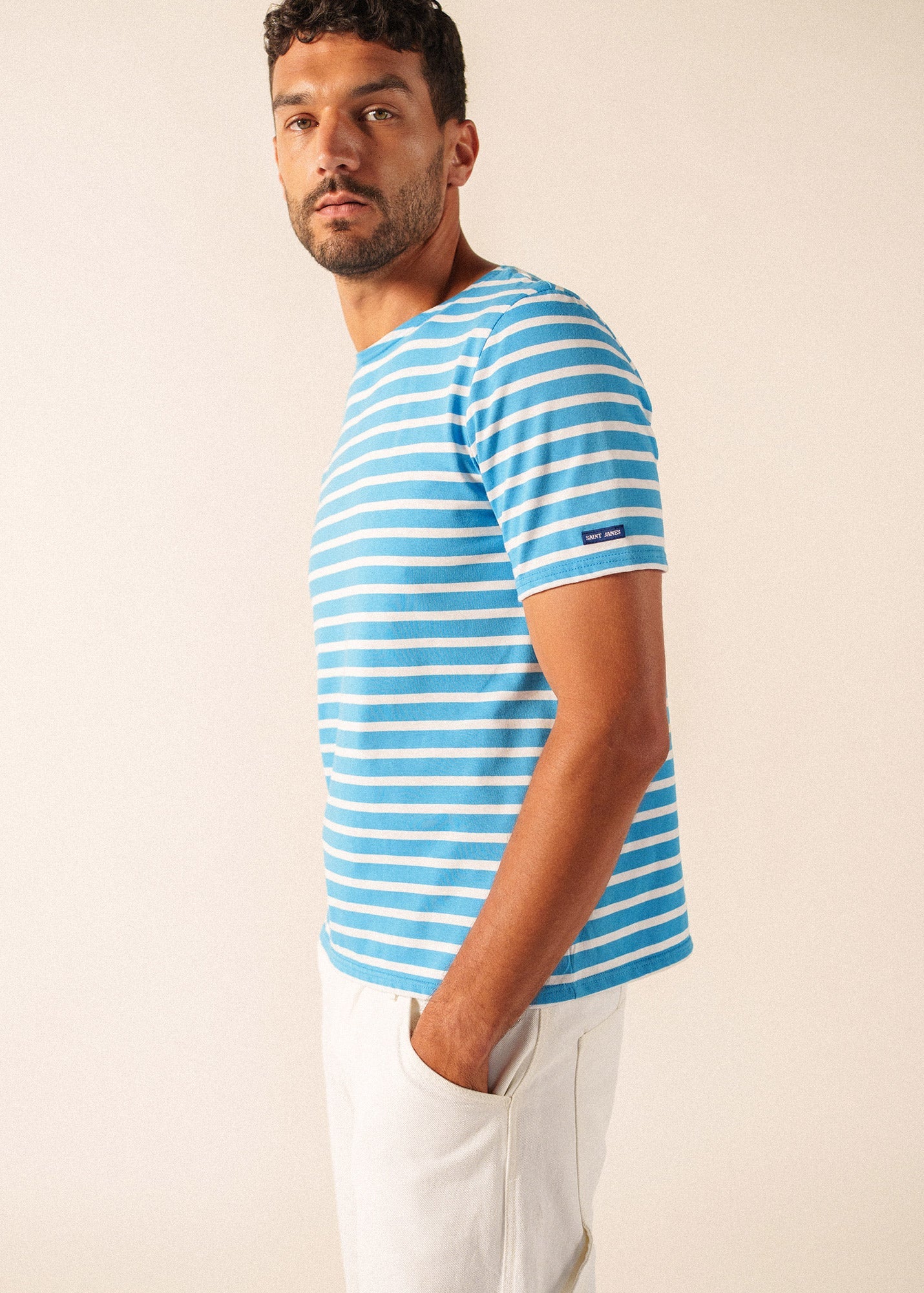 Saint James LEVANT MODERN Breton Shirt (CAPRI BLUE / WHITE)