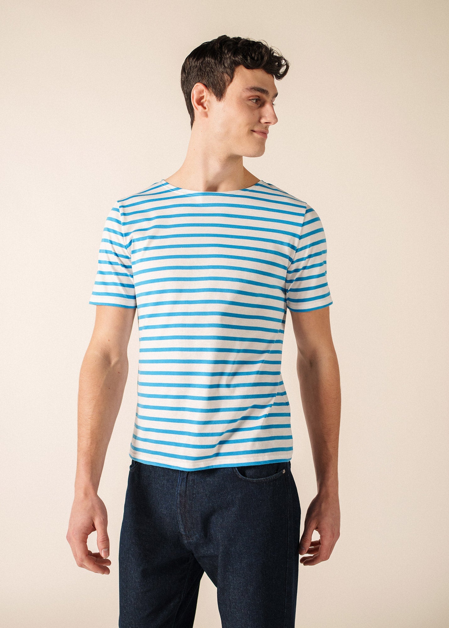 Saint James LEVANT MODERN Breton Shirt (WHITE / CAPRI BLUE)