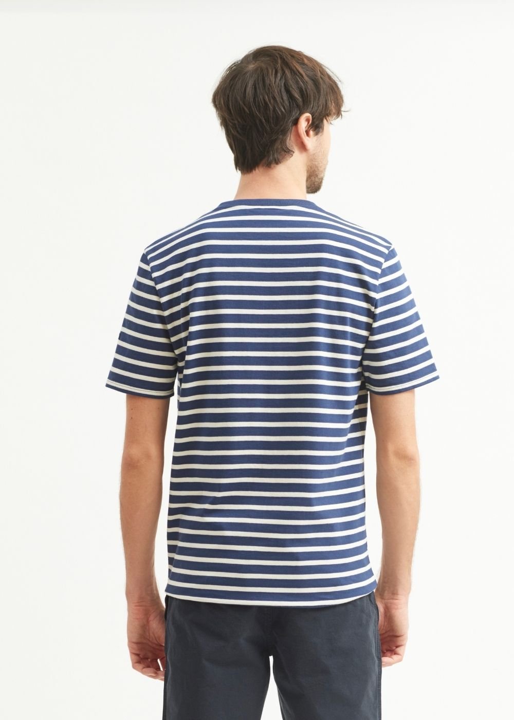 Saint James PLOUIDER - Breton T-Shirt for Men | Crew Neck | 100% Cotton (NAVY / ECRU)