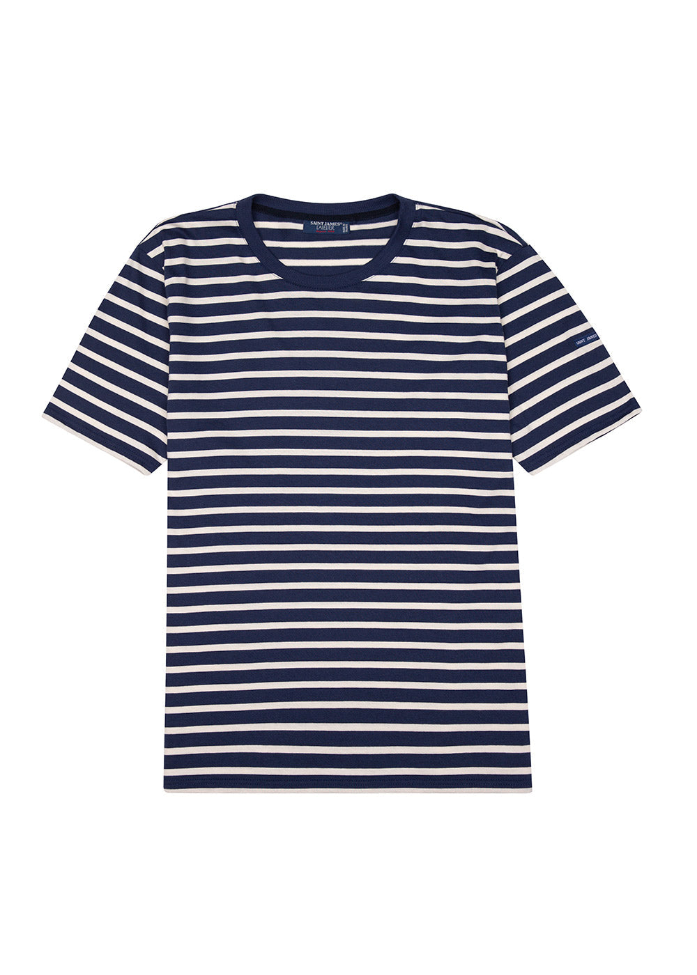 Saint James PLOUIDER - Breton T-Shirt for Men | Crew Neck | 100% Cotton (NAVY / ECRU)