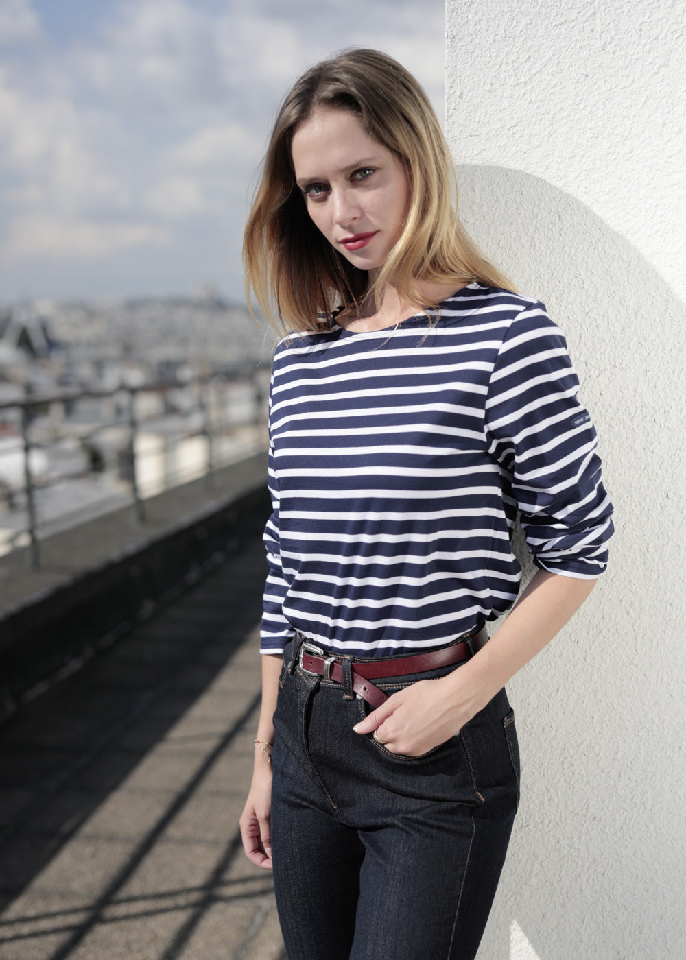 Saint James MINQUIERS MODERN - Authentic Breton Stripe Shirt | Soft Cotton | Men Fit (NAVY / WHITE)