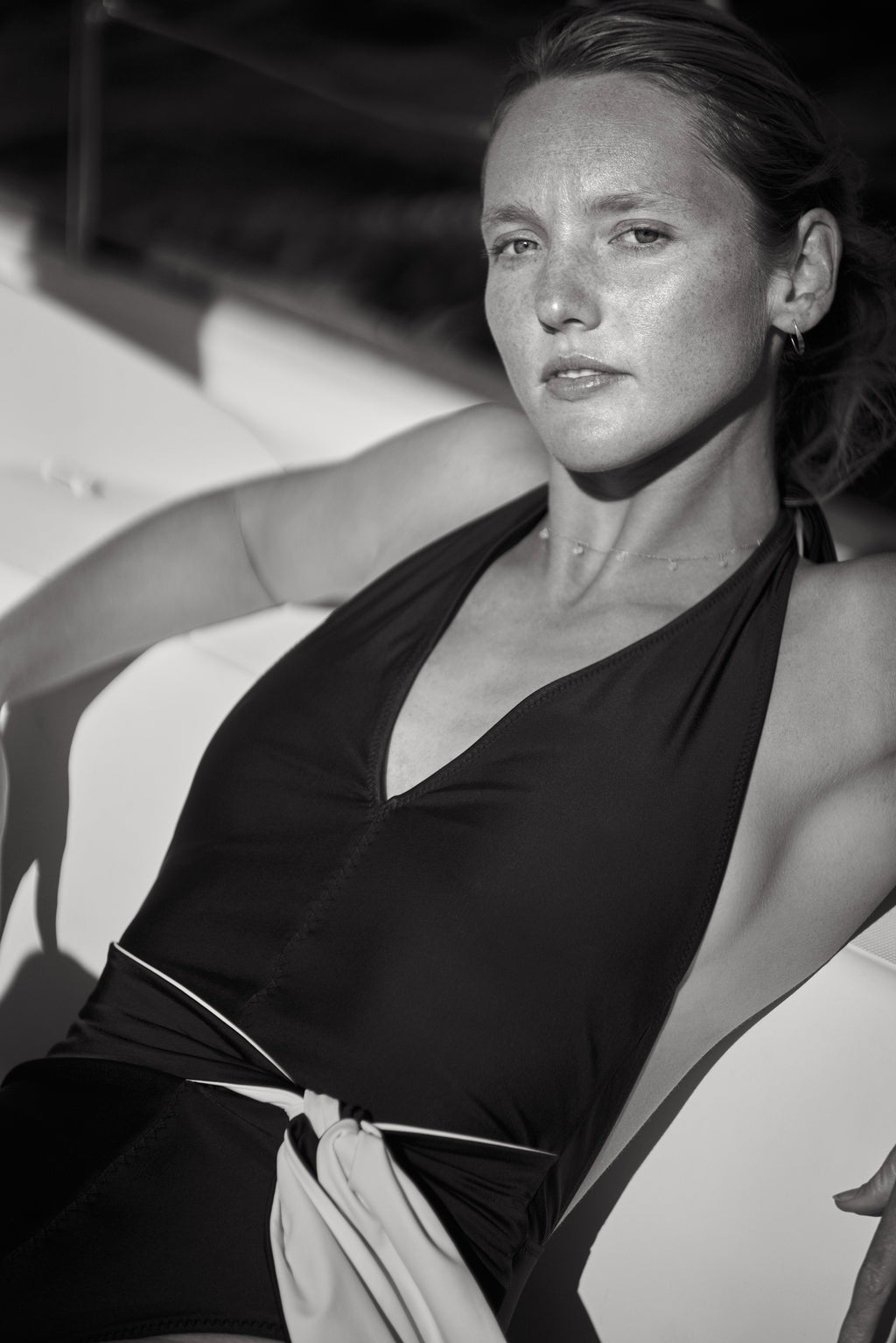 The Ansea Tie Front One Piece - Black