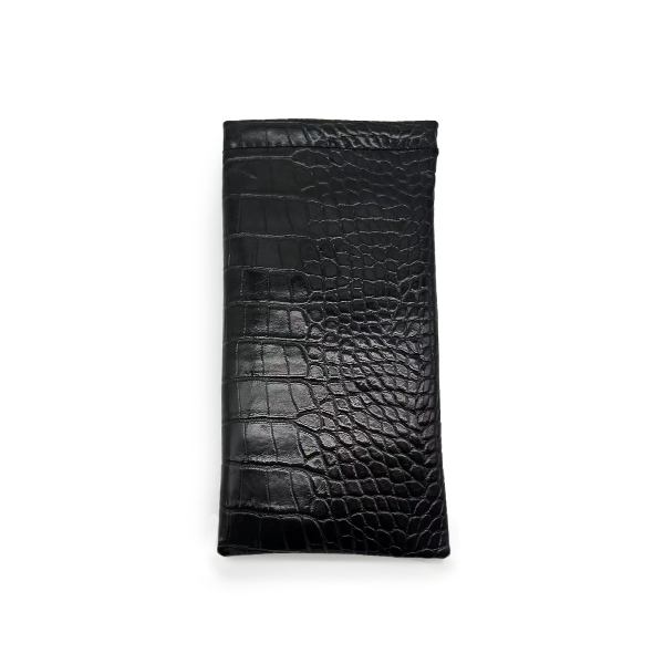Black Faux  Croco Soft Pouch