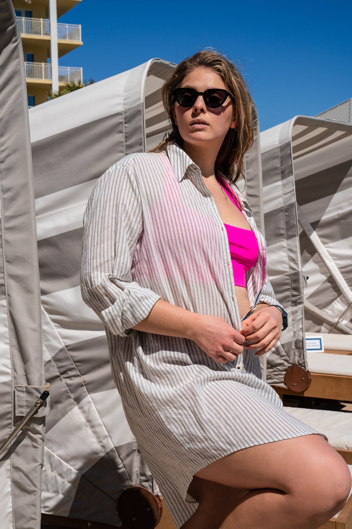 The Ansea Gauze Button Down Dress - White