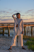 The Ansea Twill Wide Leg Pant - Bone White
