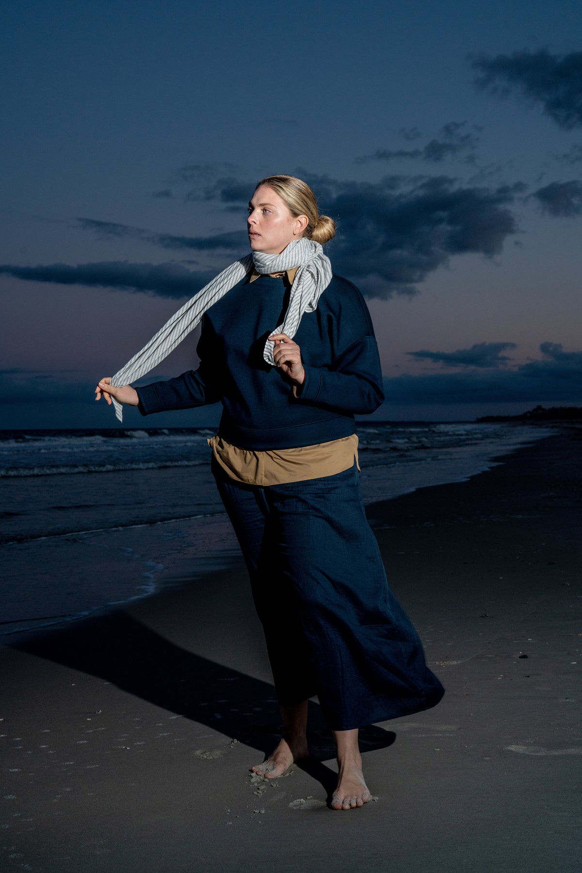 The Ansea Gauze Sarong - White/Blue