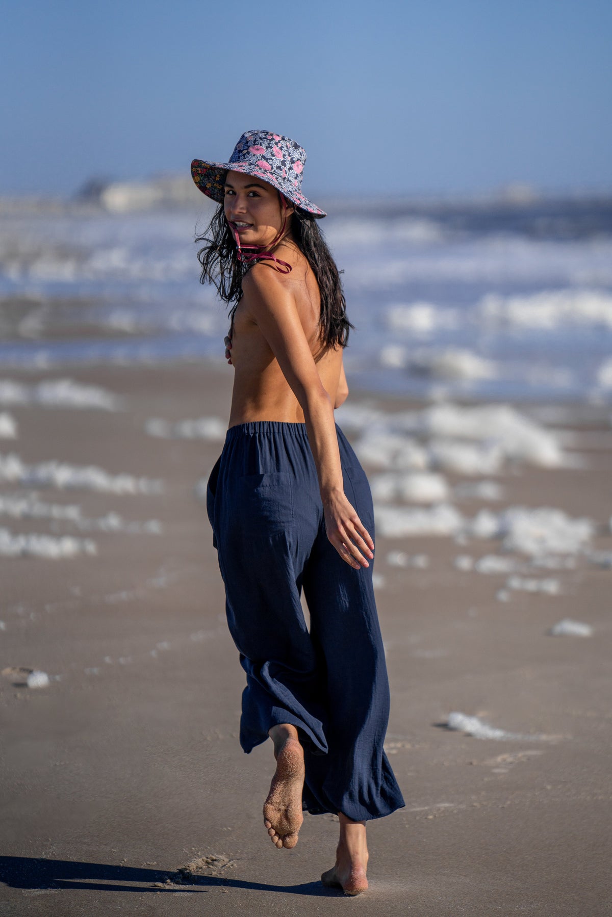 The Ansea Gauze Wide Leg Pant - Navy