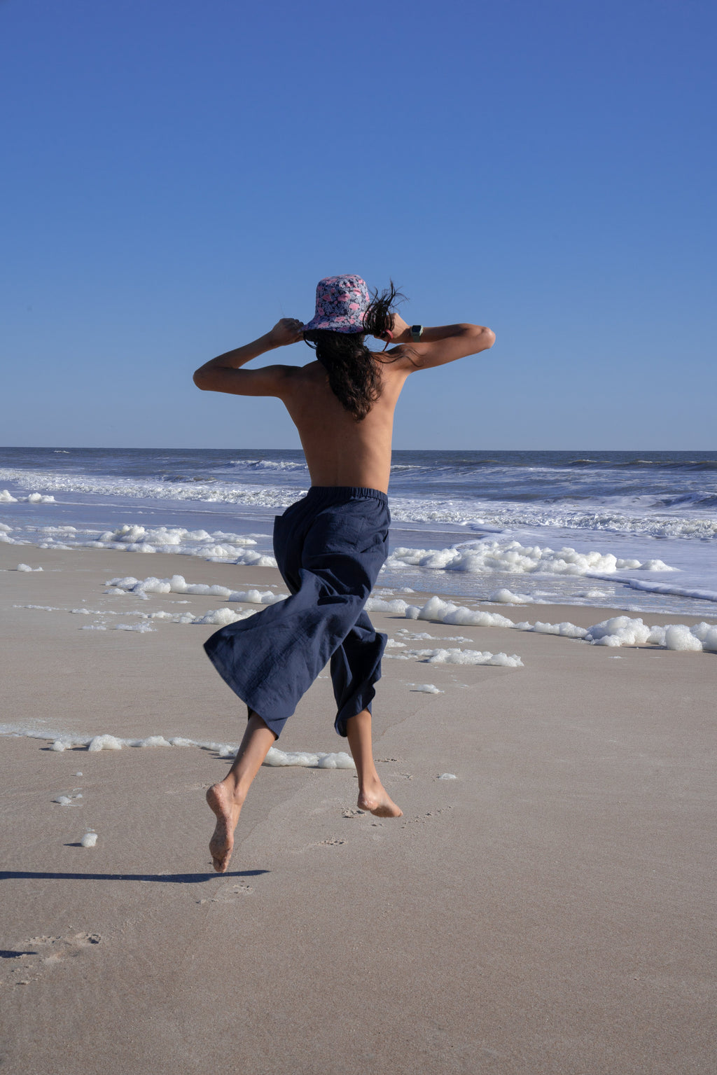 The Ansea Gauze Wide Leg Pant - Navy