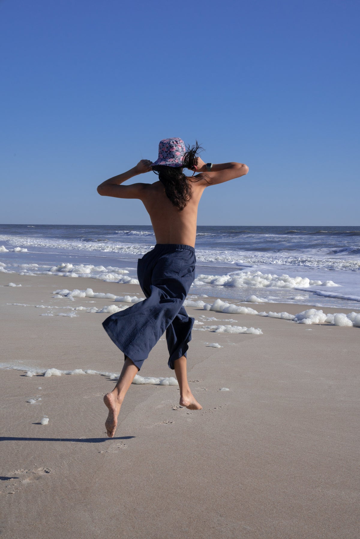The Ansea Gauze Wide Leg Pant - Navy
