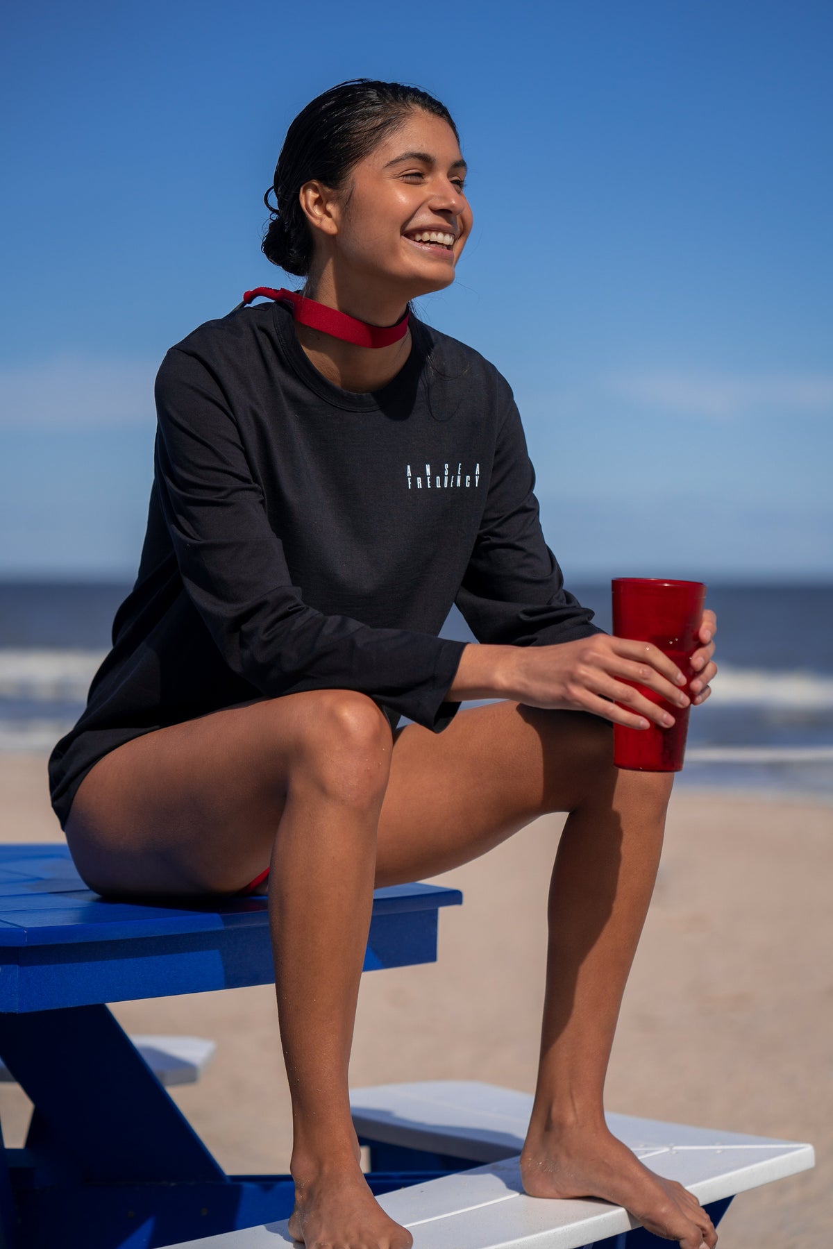 The Ansea Frequency Long Sleeve Tee - Black