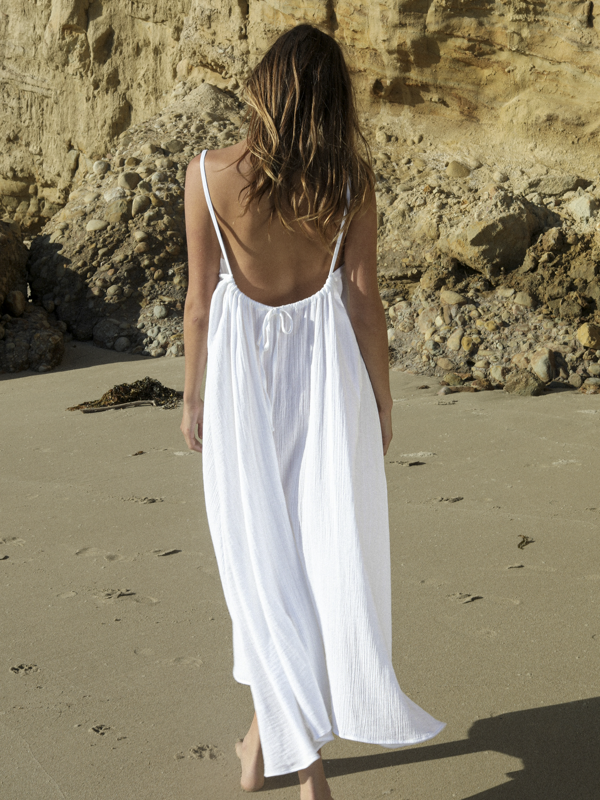 Aura Low Back Maxi Dress - White