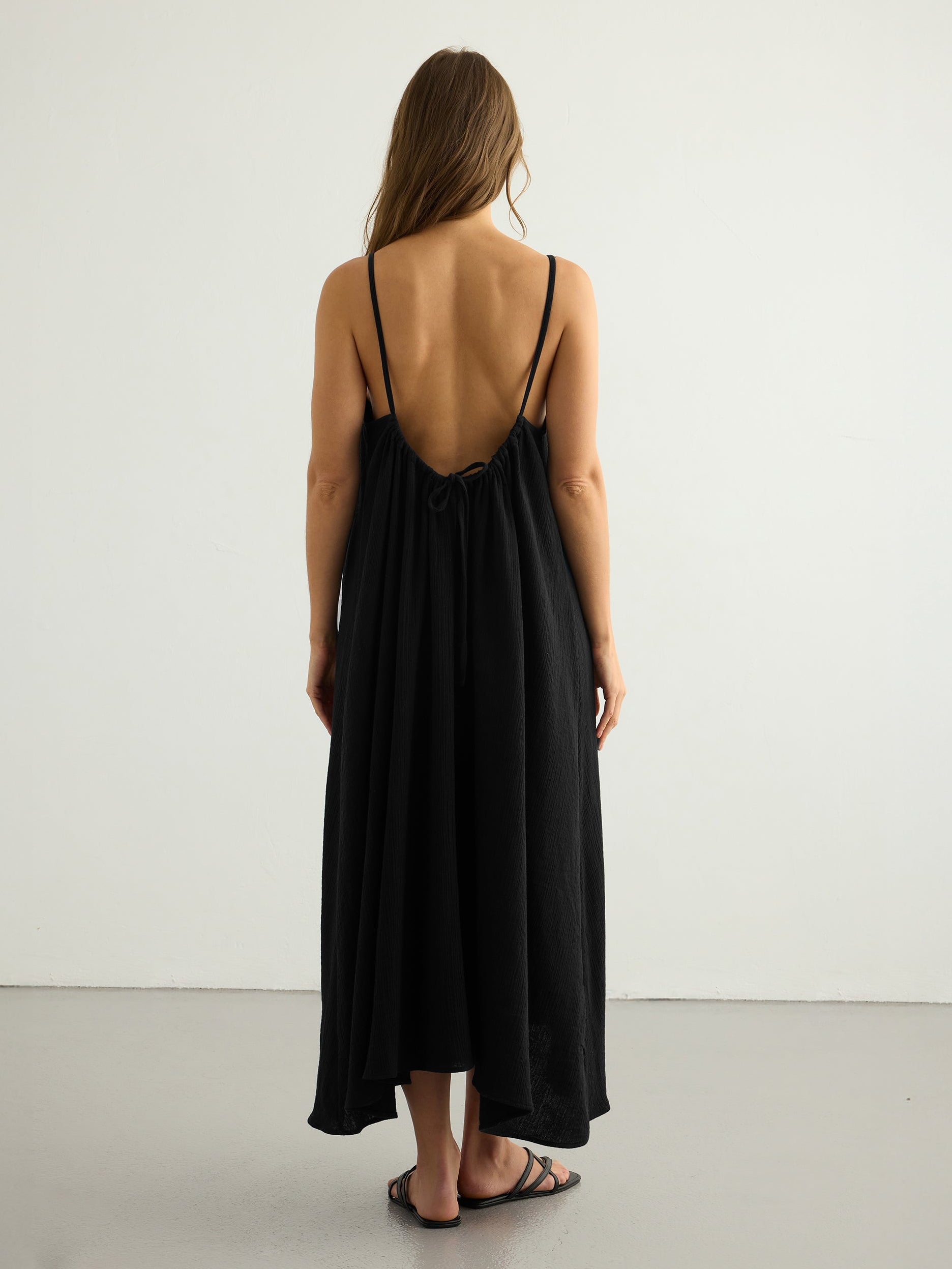 Aura Low Back Maxi Dress - Black