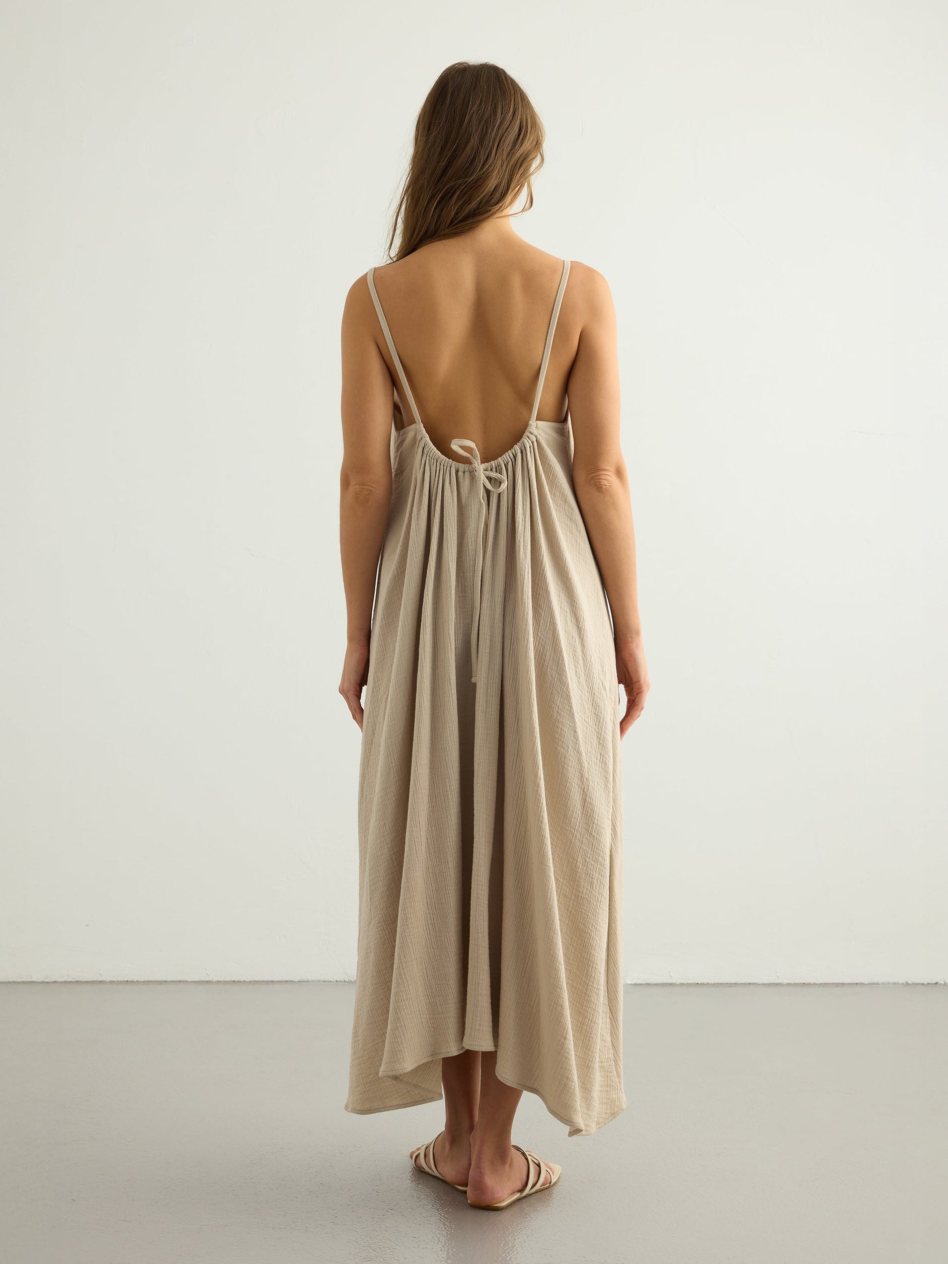 Aura Low Back Maxi Dress - Oatmeal