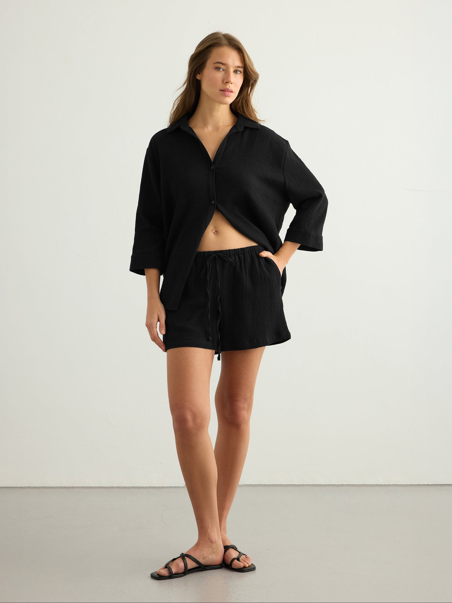 Aura Maxi Shirt - Black