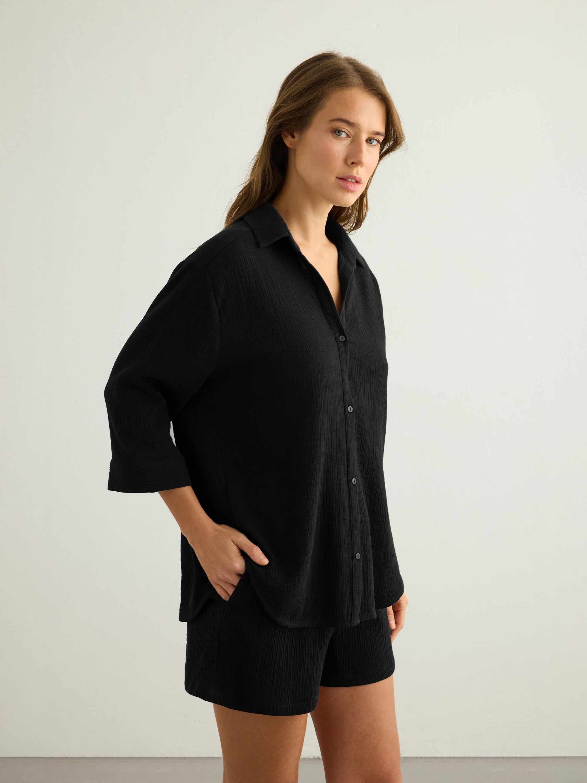 Aura Maxi Shirt - Black
