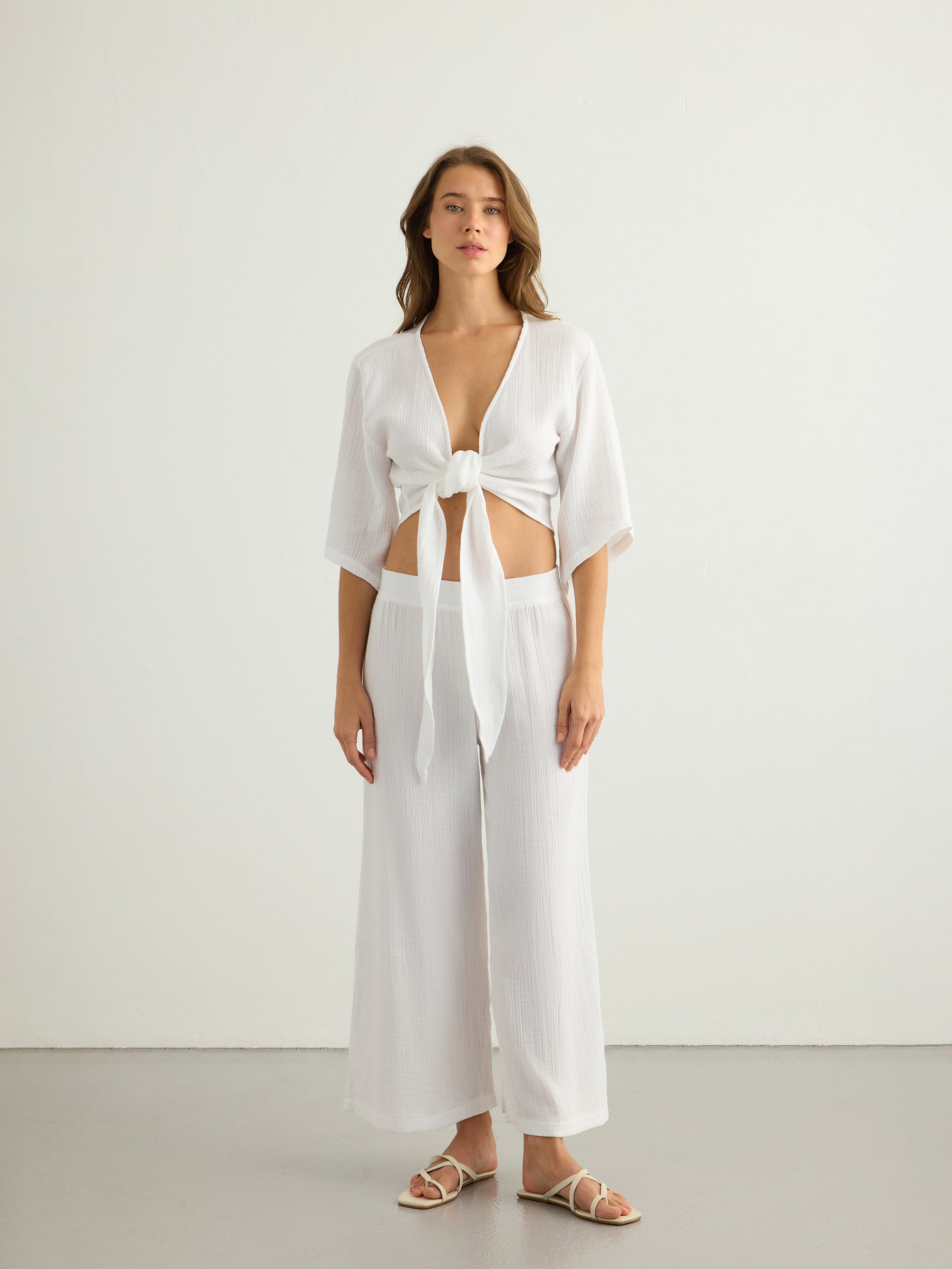 Aura Palazzo Pants - White