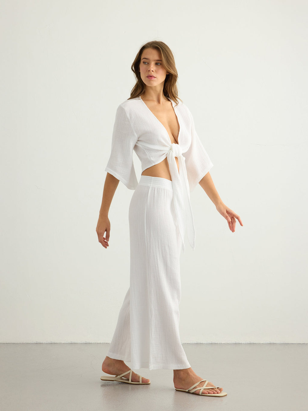 Aura Palazzo Pants - White