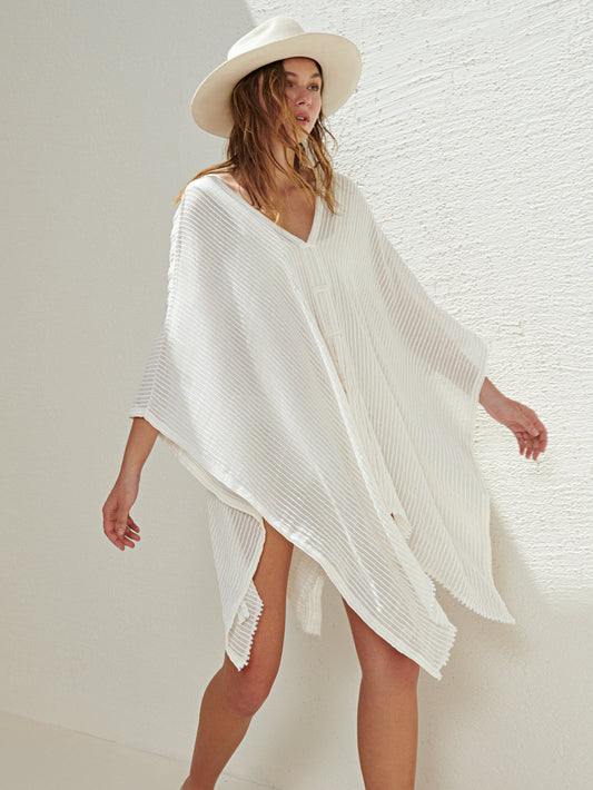The Handloom Ava Kimono White Stripes