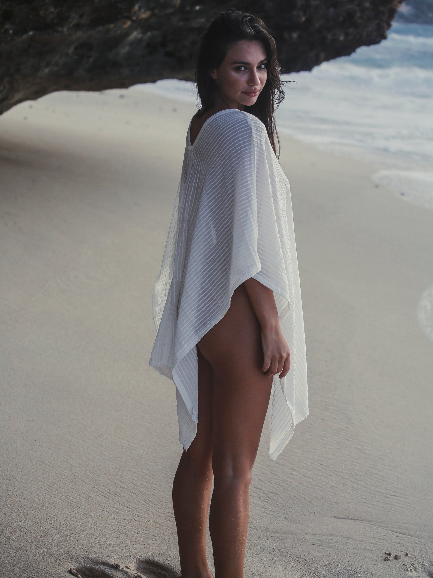 The Handloom Ava Kimono White Stripes