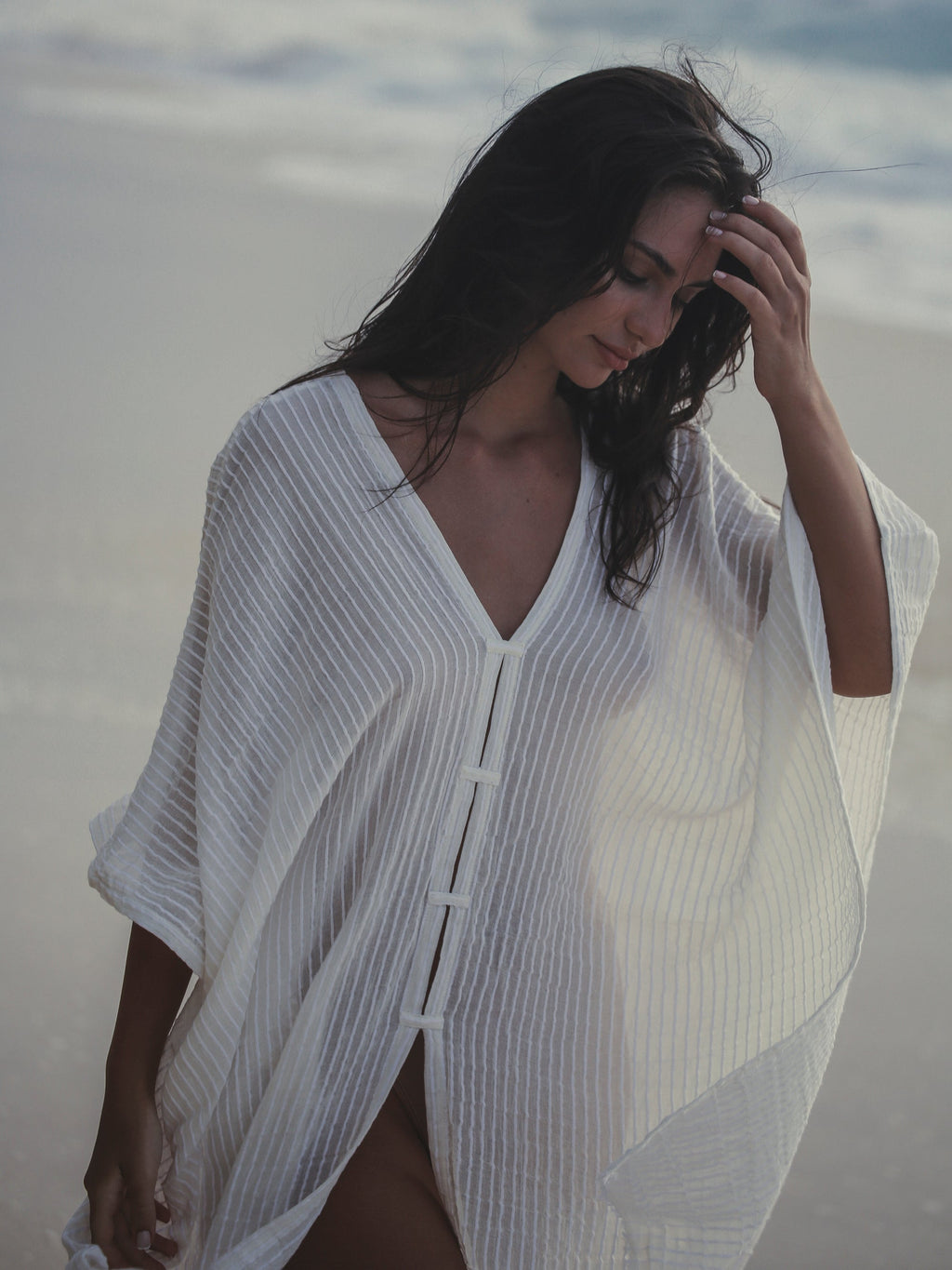 The Handloom Ava Kimono White Stripes