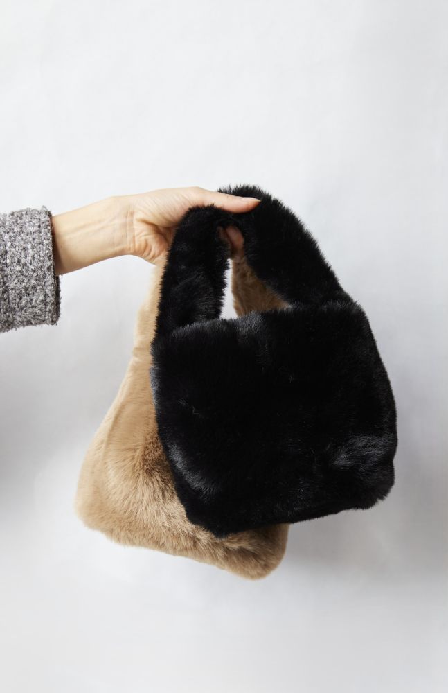Hat Attack New York Faux Fur Mini Bag, Black