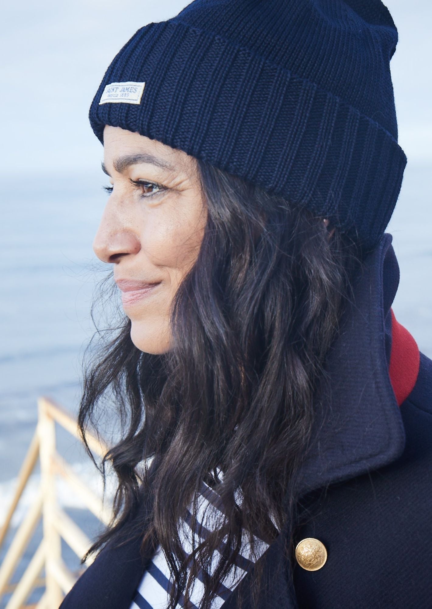 Saint James BARBARESQUE - Heavy Stitch Wool Stocking Cap (NAVY)