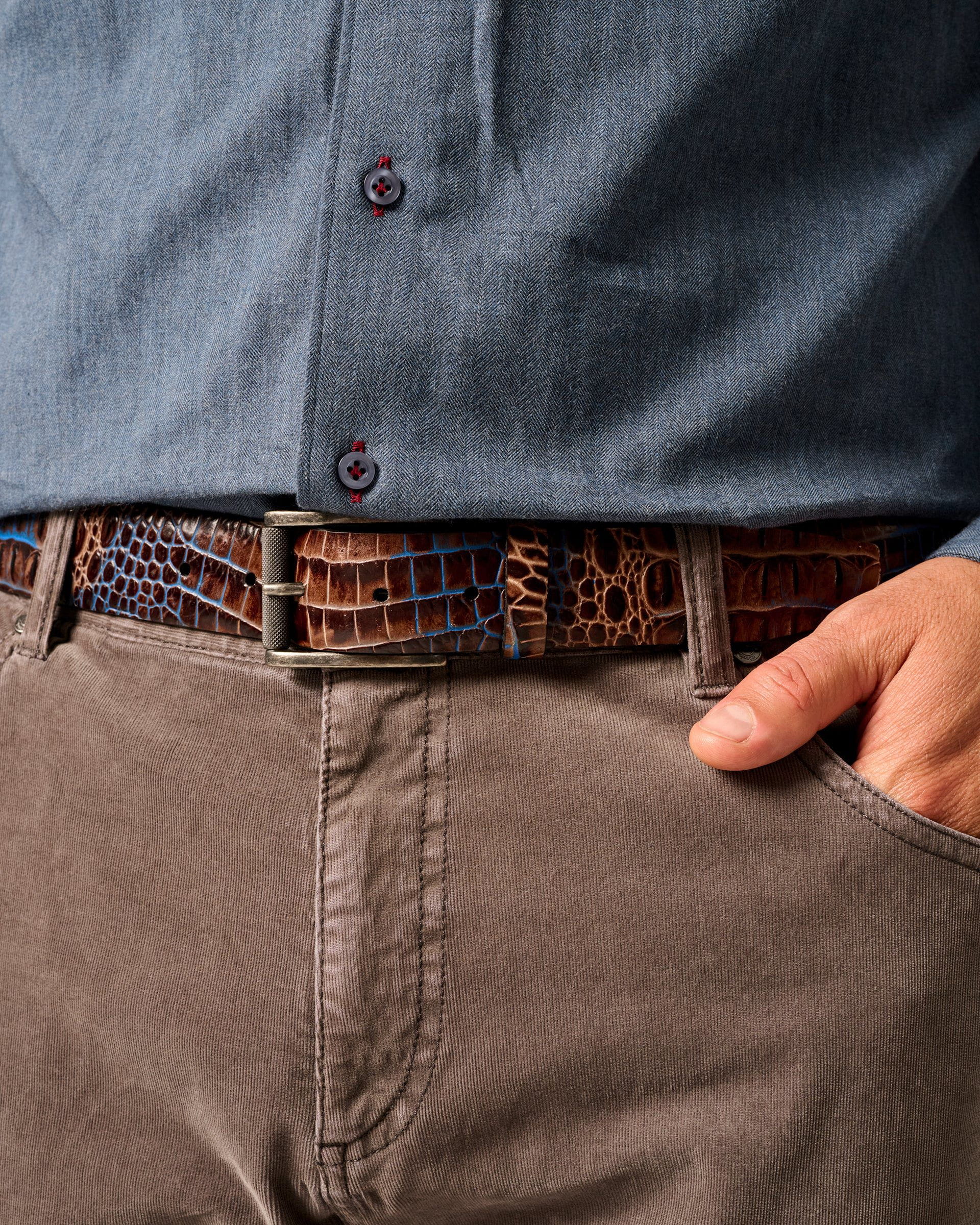 Johnnie-O Crocco Leather Embossed Belt