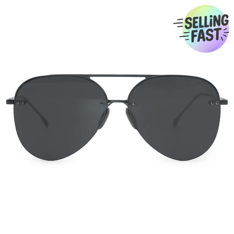 Smaller Megan 2 Jet Black- Tangle Free Aviator Sunglasses