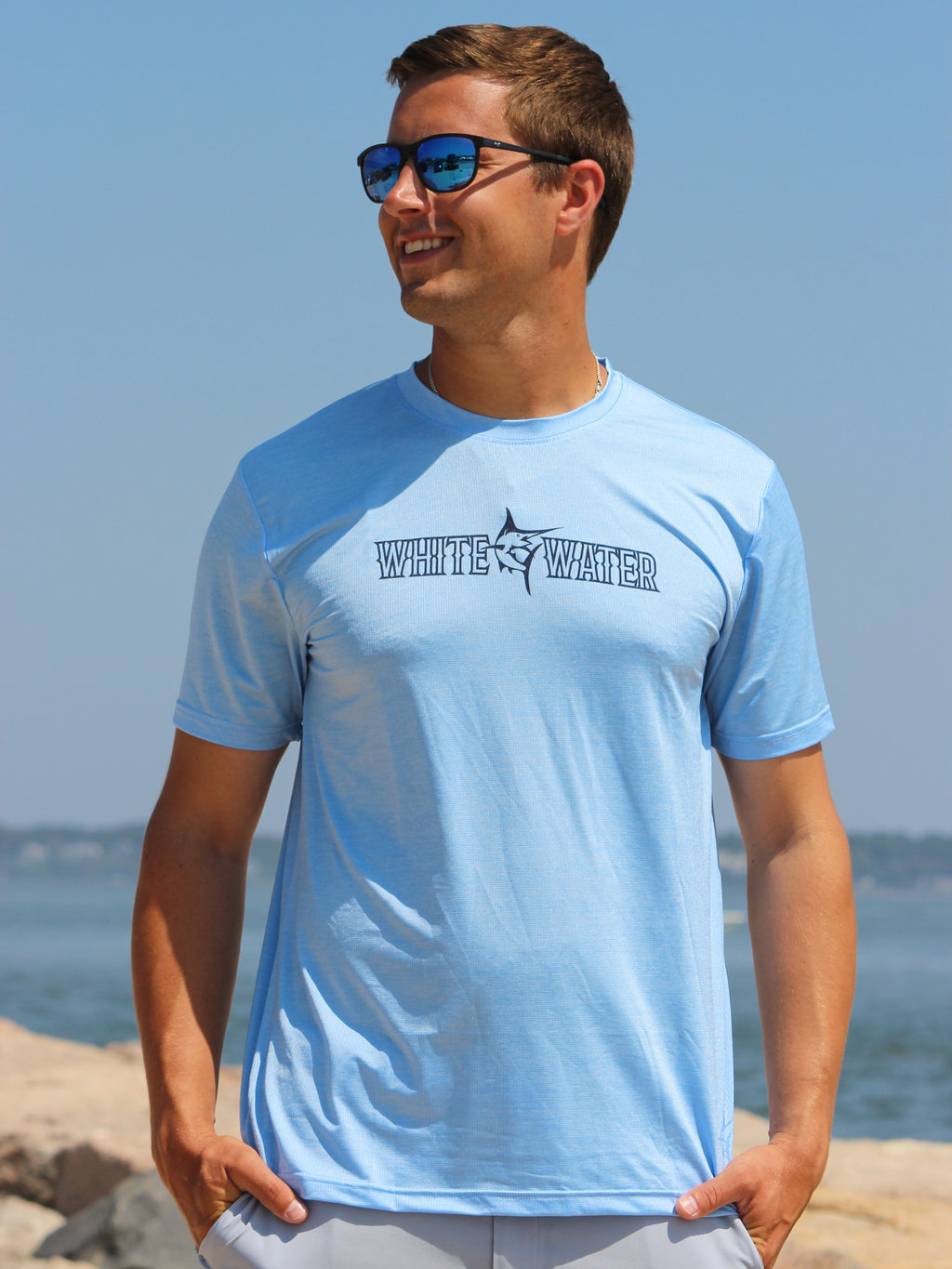 White Water Bimini Primary Performance Tee, Light Blue