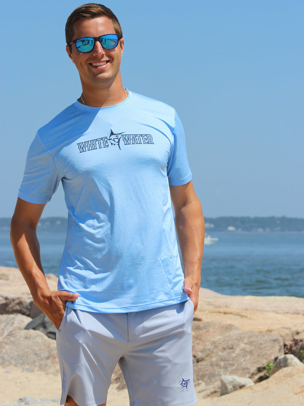 White Water Bimini Primary Performance Tee, Light Blue