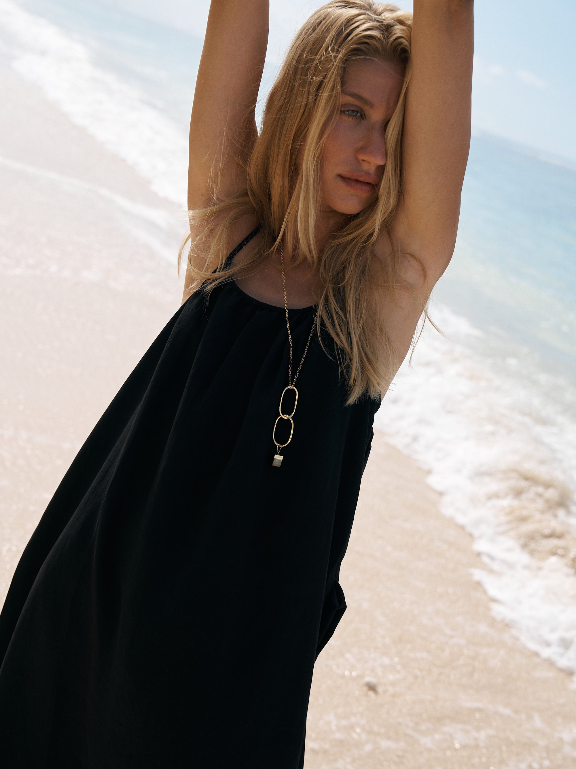 The Handloom Bliss Flow Maxi Dress Black