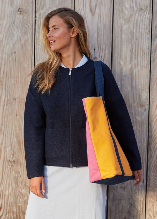 LE TOTE REVERSIBLE - Reversible Tote Bag | 100% Cotton (TANGERINE / PINK)