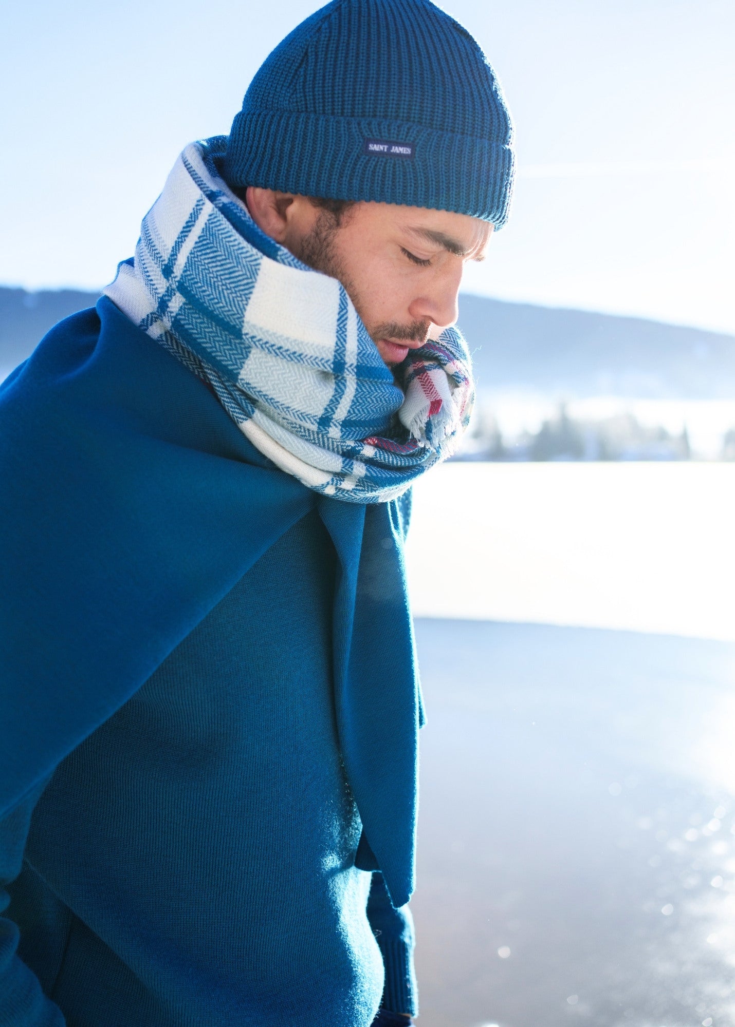 Saint James CANCALE - Wool Fisherman Sweater with Button Shoulder | Loose Fit (DEEP TEAL)