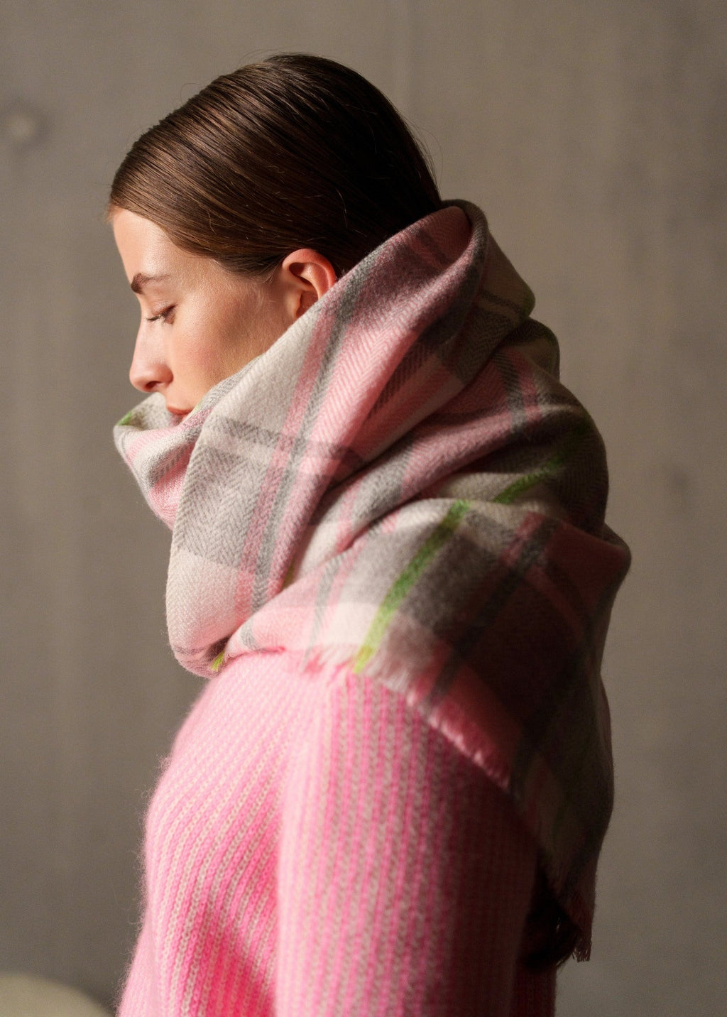 Saint James CARREAUX SCARF - Plaid Wool Blend Scarf  (RADIANT AURORA)