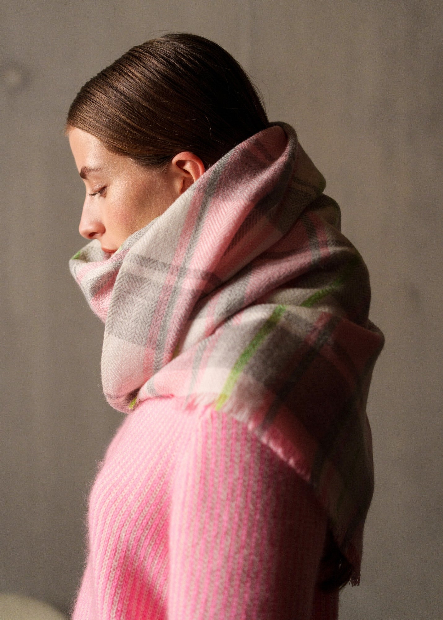 Saint James CARREAUX SCARF - Plaid Wool Blend Scarf  (RADIANT AURORA)