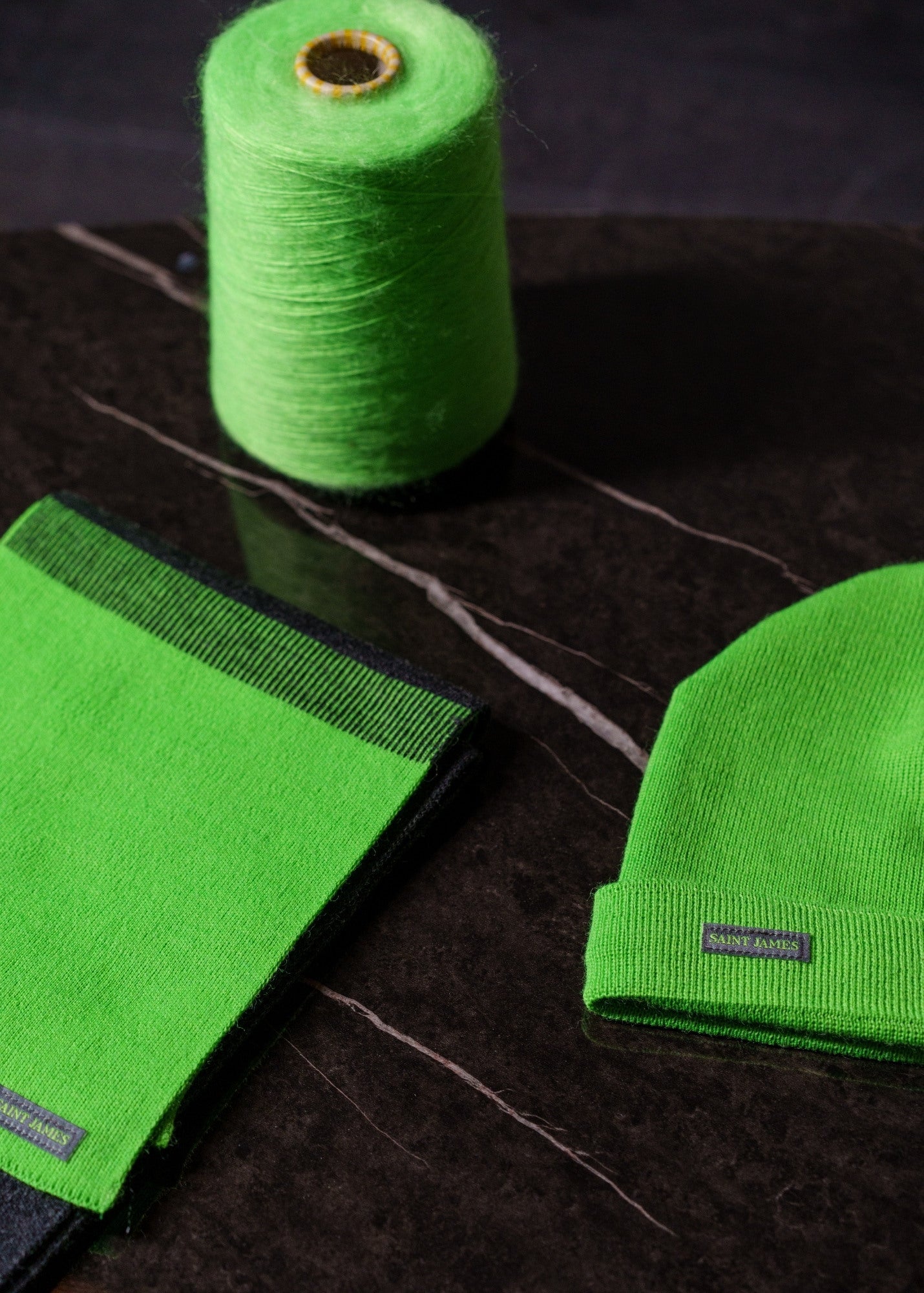 Saint James CARTIER - Nautical Wool Blend Beanie (NEON GREEN)