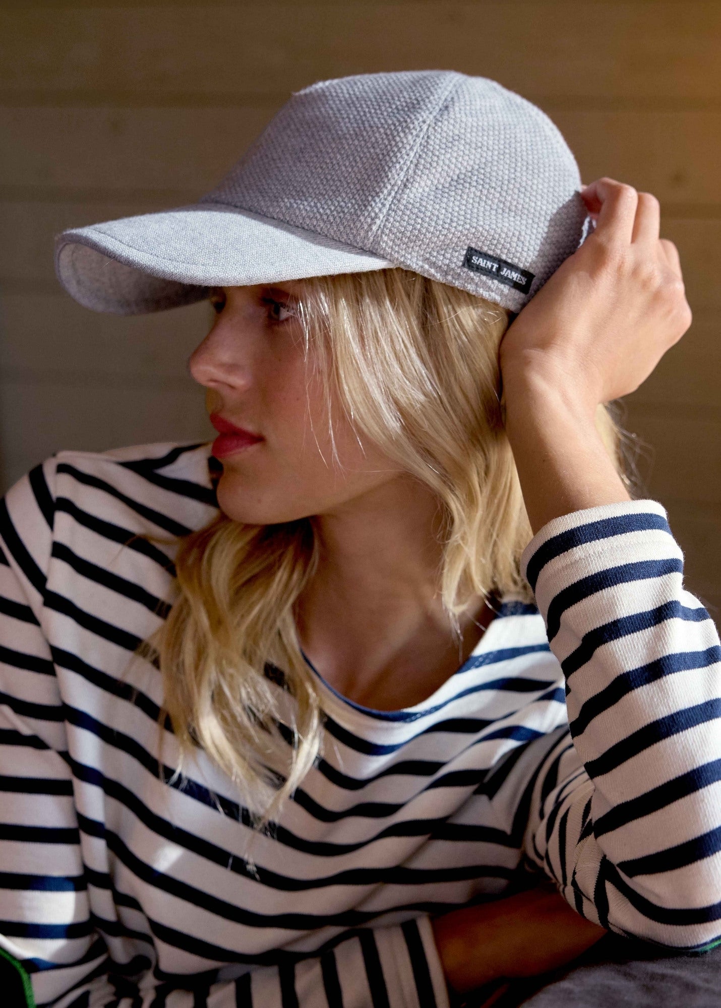 Saint James CASQUETTE MAILLE - Textured Knit Wool Blend Cap (GRAY)