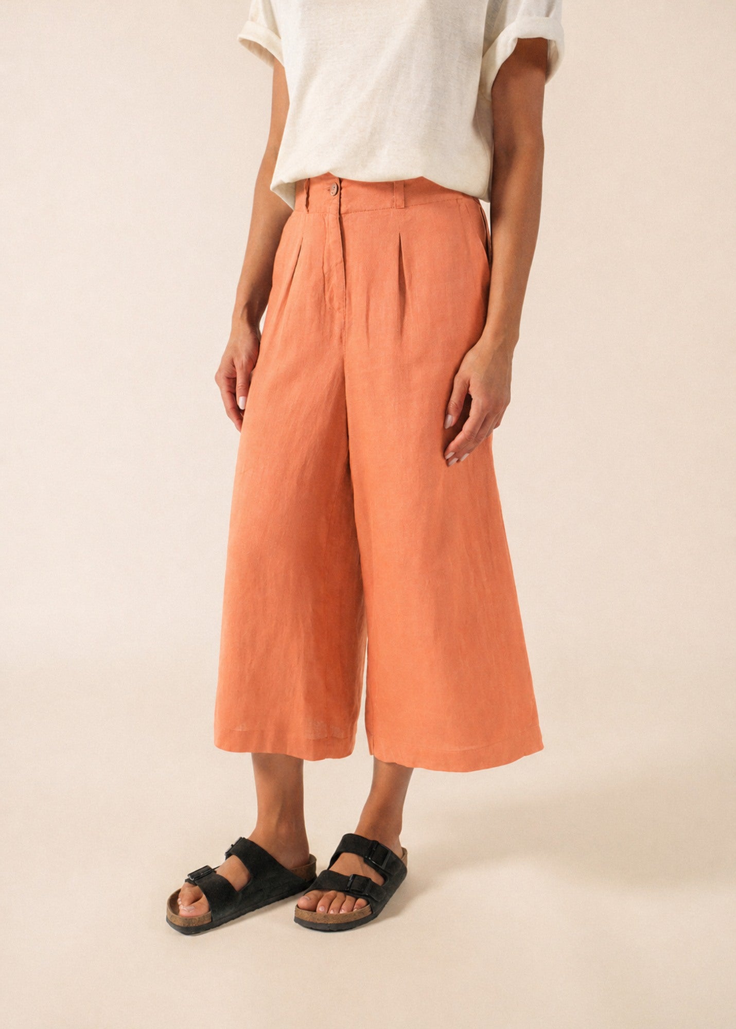 Saint James CHLOE Linen Wide-Leg Pants (CLAY)
