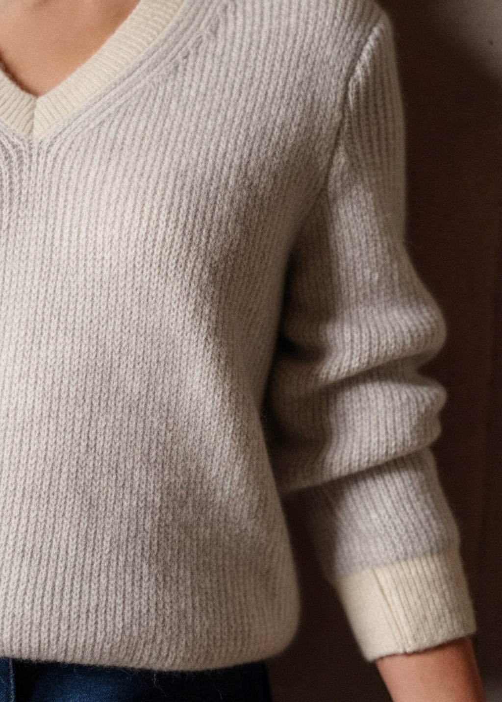 Saint James COURCHEVEL - Striped Mohair Sweater for Women (WINTER WHITE /GRAY)