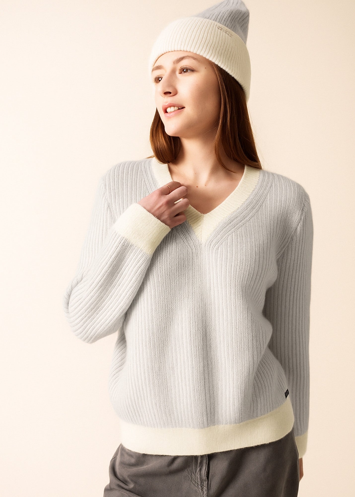 Saint James COURCHEVEL - Striped Mohair Sweater for Women (WINTER WHITE /GRAY)