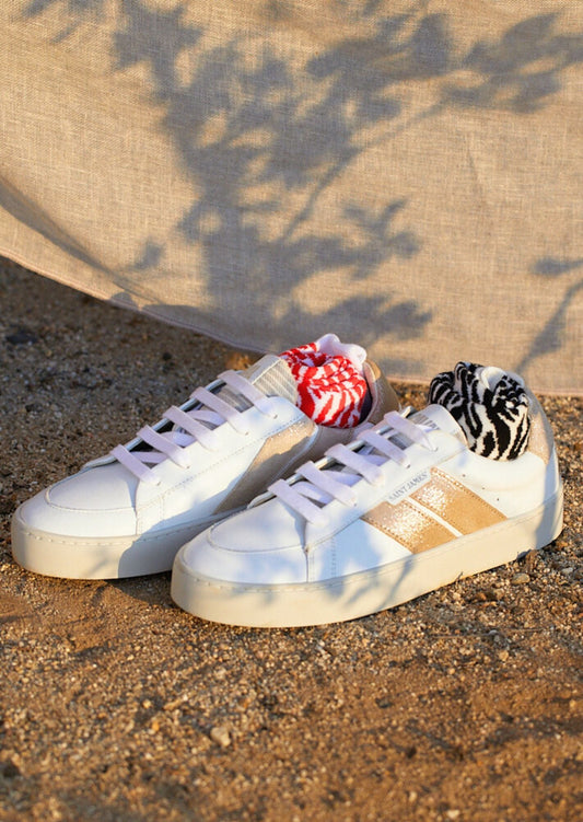 Saint James Bask Caval Sustainable Women Sneakers By Caval White Gold Lurex