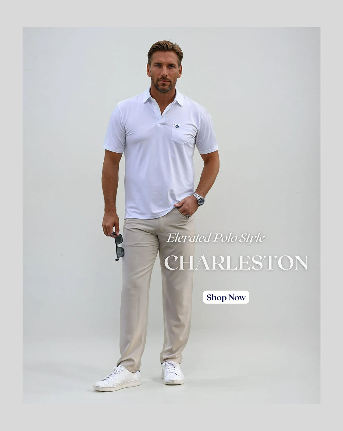 White Water Charleston Polo, Steel Blue