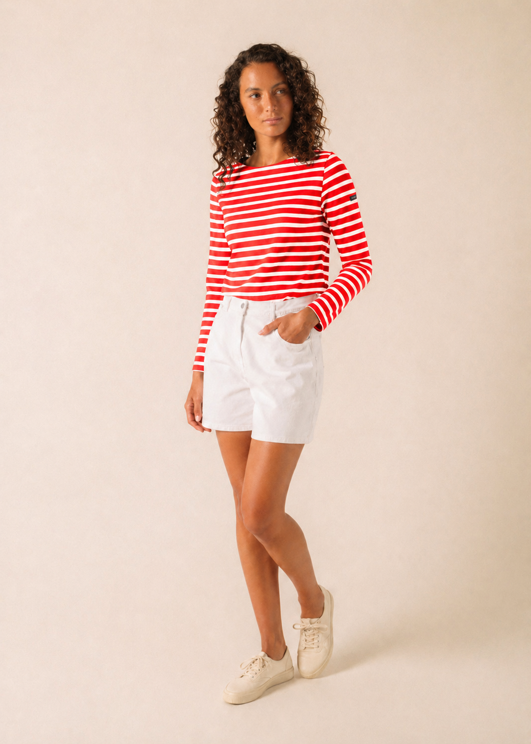 Saint James MERIDAME II Breton Shirt (POPPY RED / WHITE)