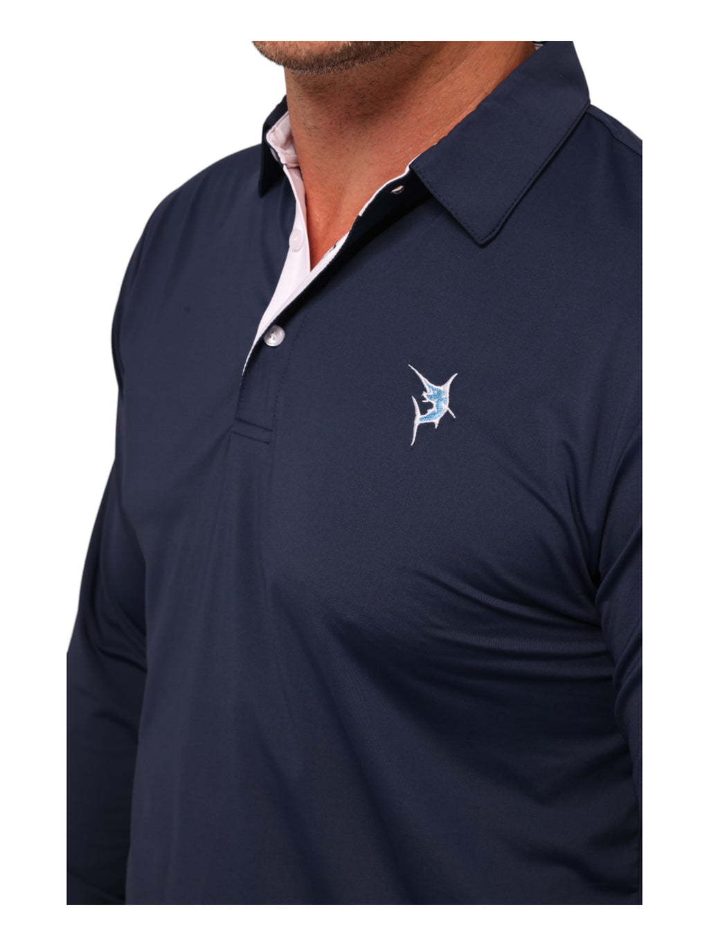 White Water Coast Long Sleeve Polo, Navy