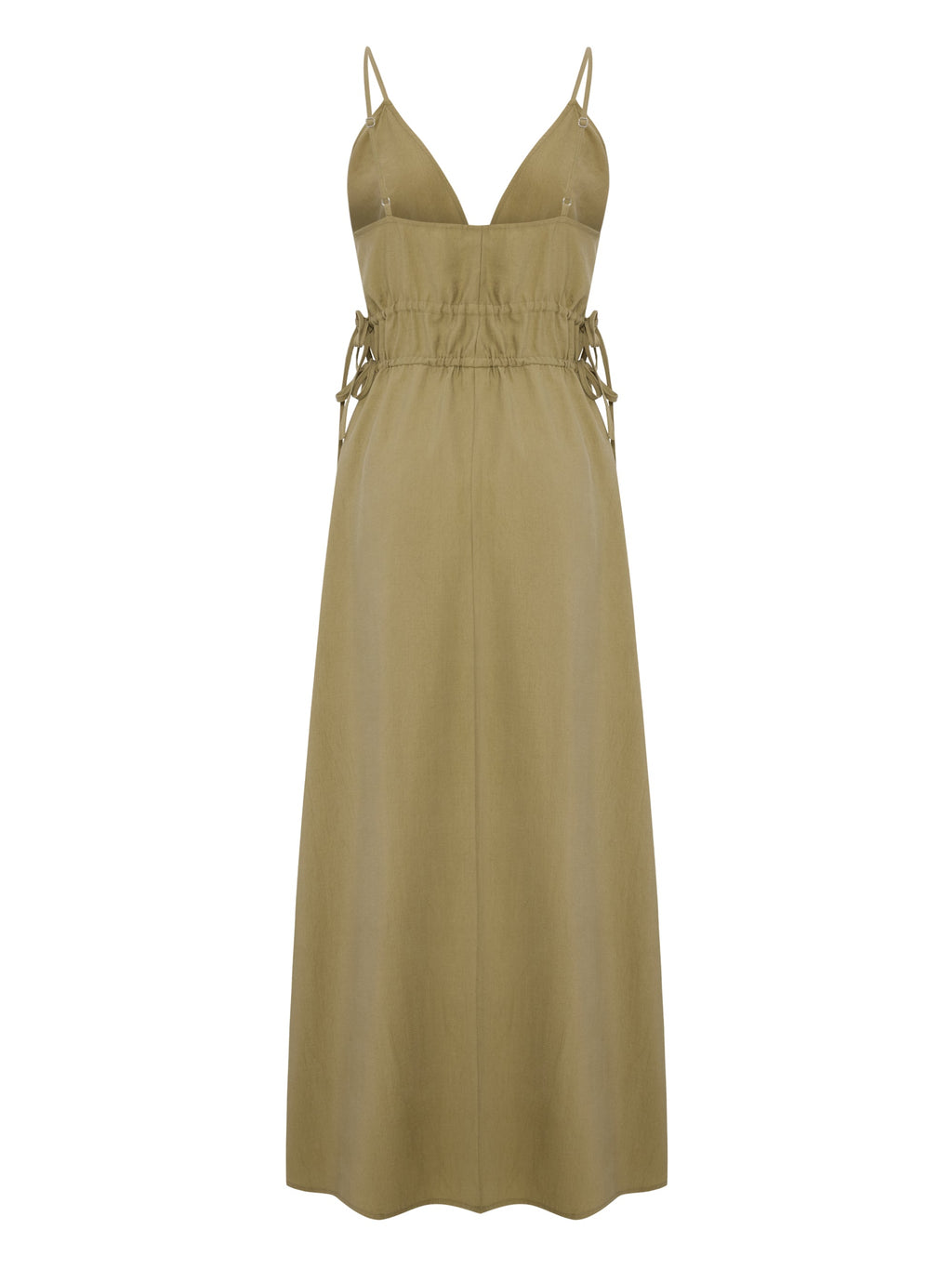 The Handloom Sofia Ties Maxi Dress Khaki Green