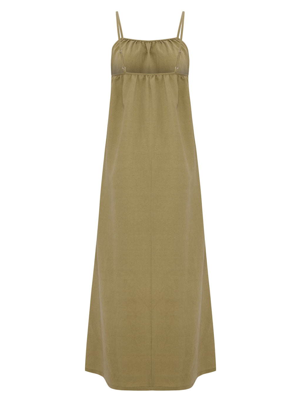 The Handloom Bliss Flow Maxi Dress Khaki Green
